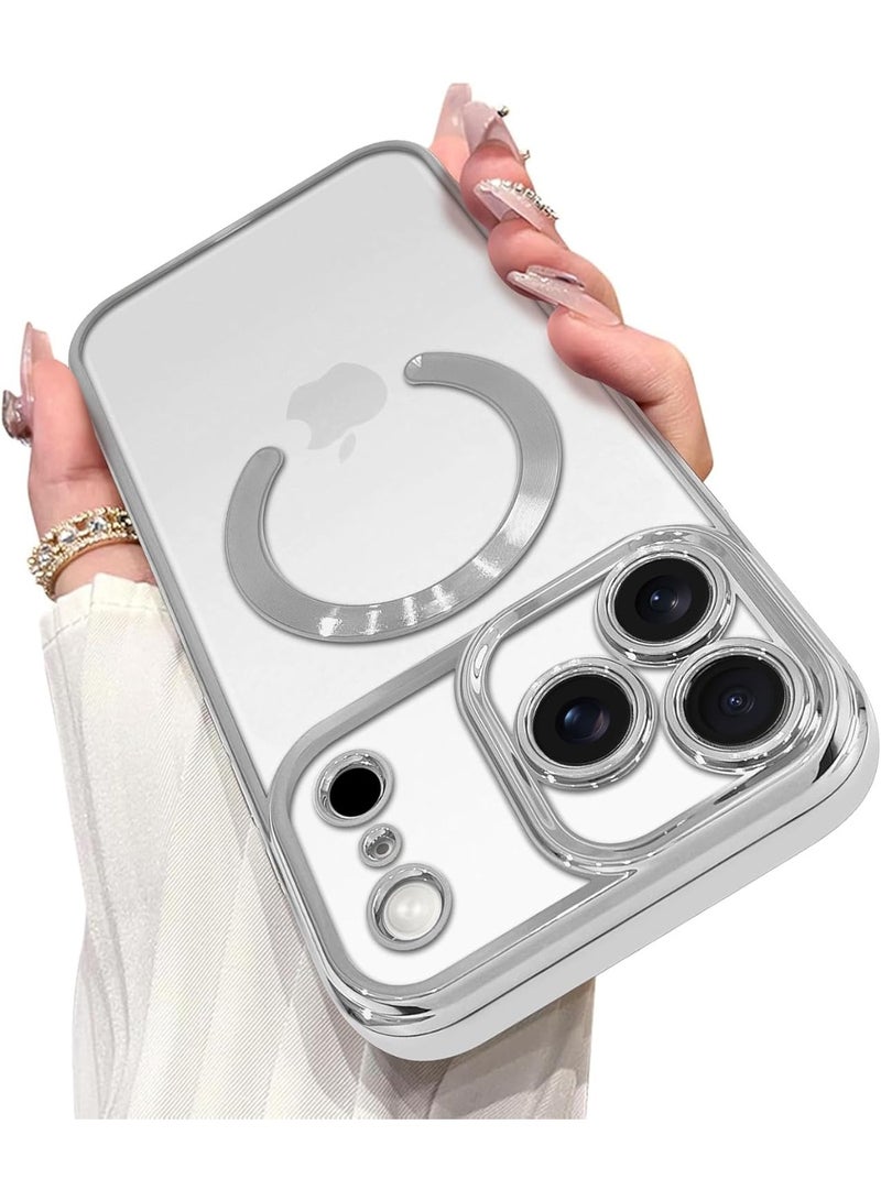 جراب مغناطيسي مصنوع لموبايل ايفون 17 برو ماكس  واقي عدسة كاميرا مدمج  متوافق مع ماج سيف  شفاف من البولي يوريثين الحراري الناعم مضاد للخدش والصدمات للنساء والرجال - فضى